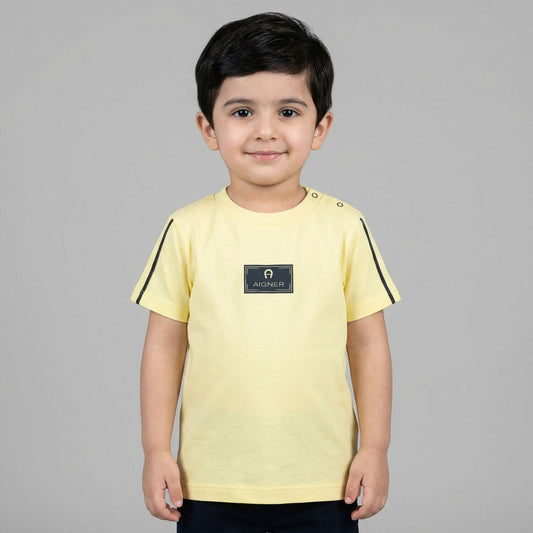 AIGNER Younger Boys Yellow Logo T-Shirt