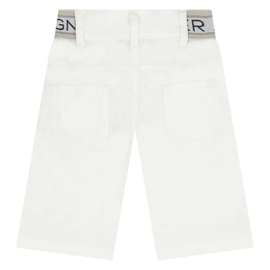 AIGNER Younger Boys White Logo Shorts