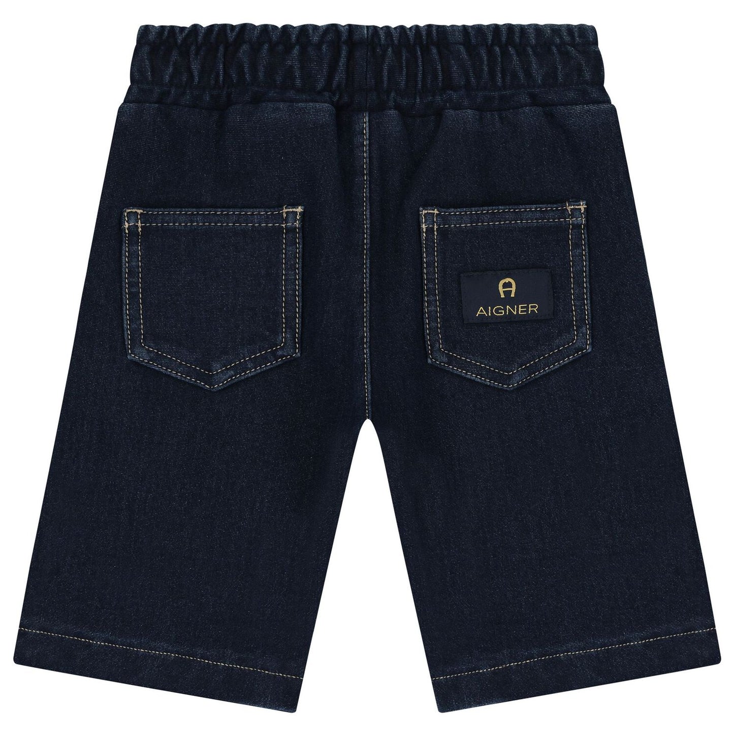 AIGNER Younger Boys Navy Blue Logo Denim Shorts