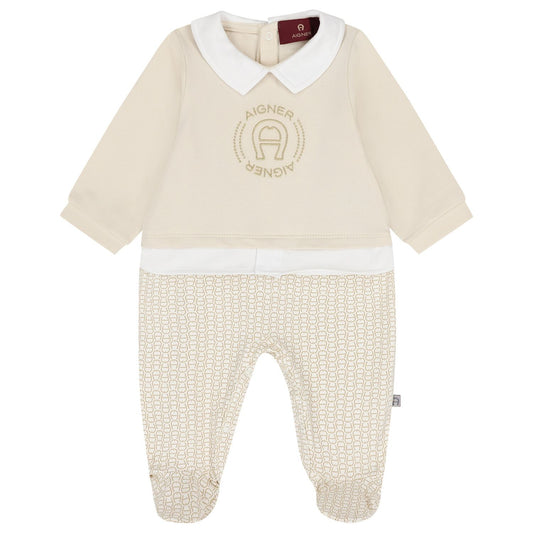 AIGNER Baby Unisex Beige Logo Babygrow