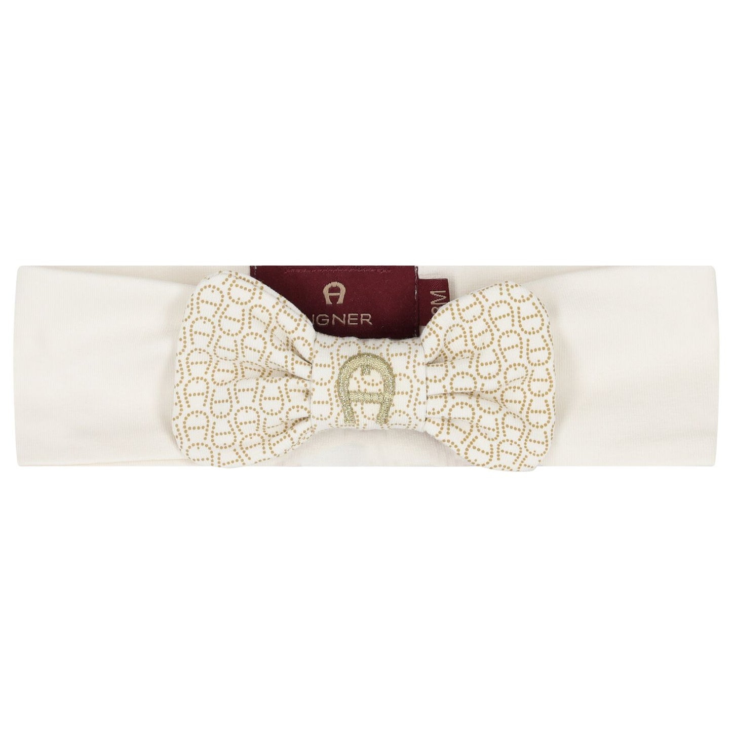 AIGNER Baby Girls Ivory Bow Logo Headband