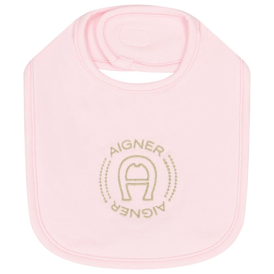 AIGNER Baby Girls Pink Logo Bib