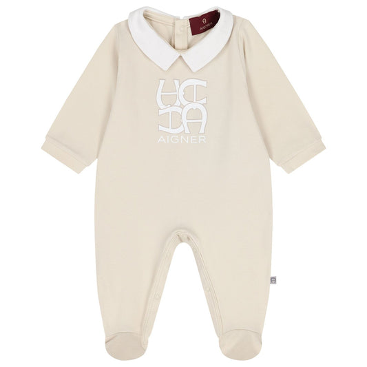 AIGNER Baby Unisex Beige Logo Babygrow