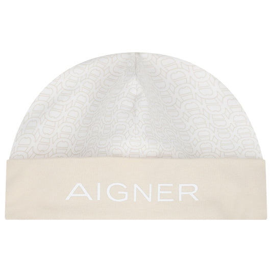 AIGNER Beige Logo Baby Hat