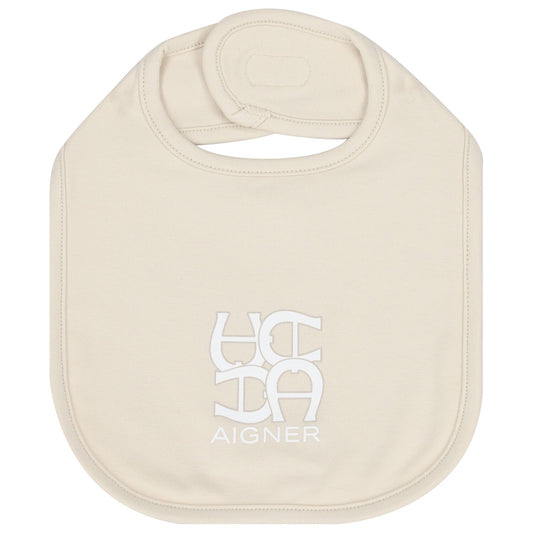 AIGNER Beige Logo Baby Bib