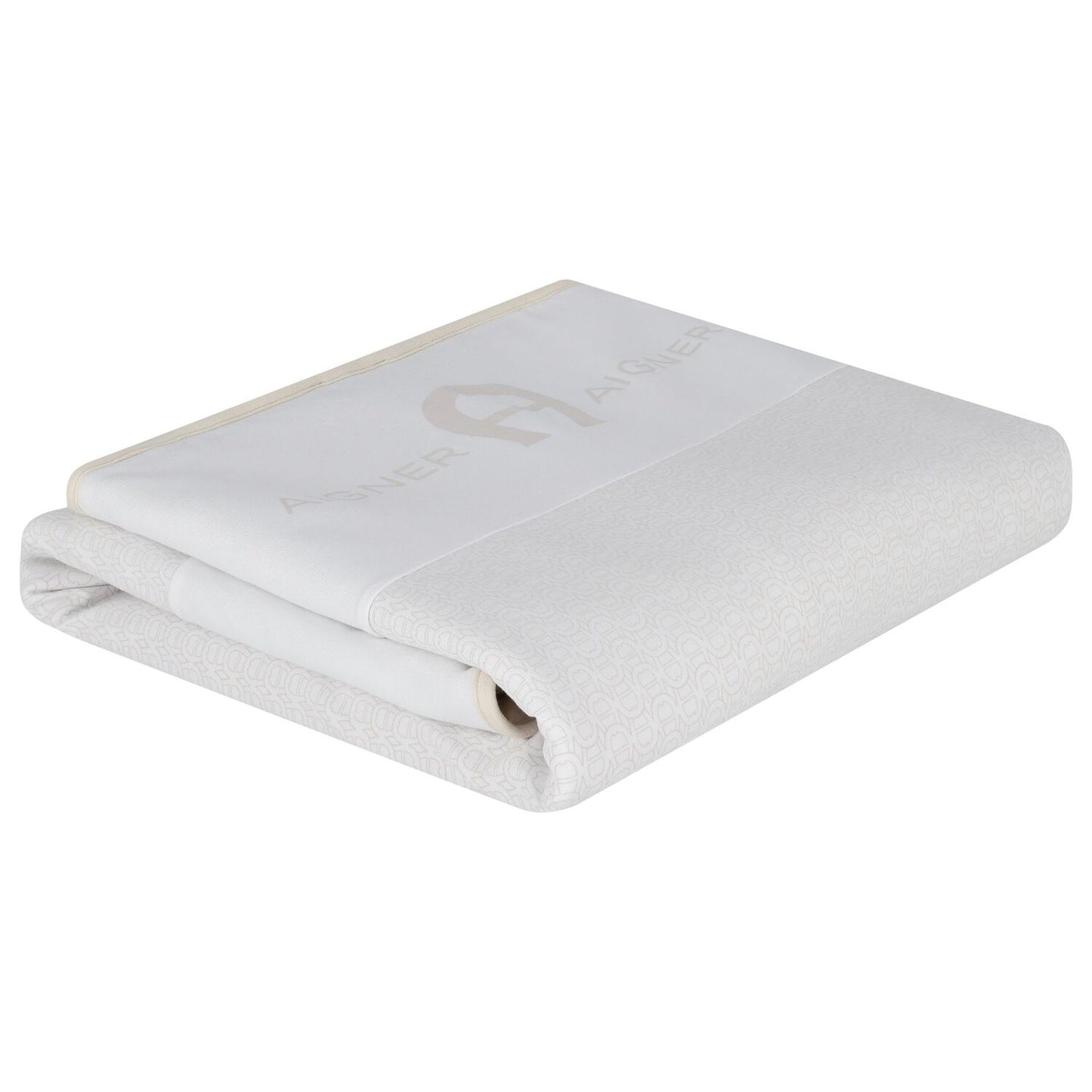 AIGNER Unisex White & Beige Logo Baby Blanket