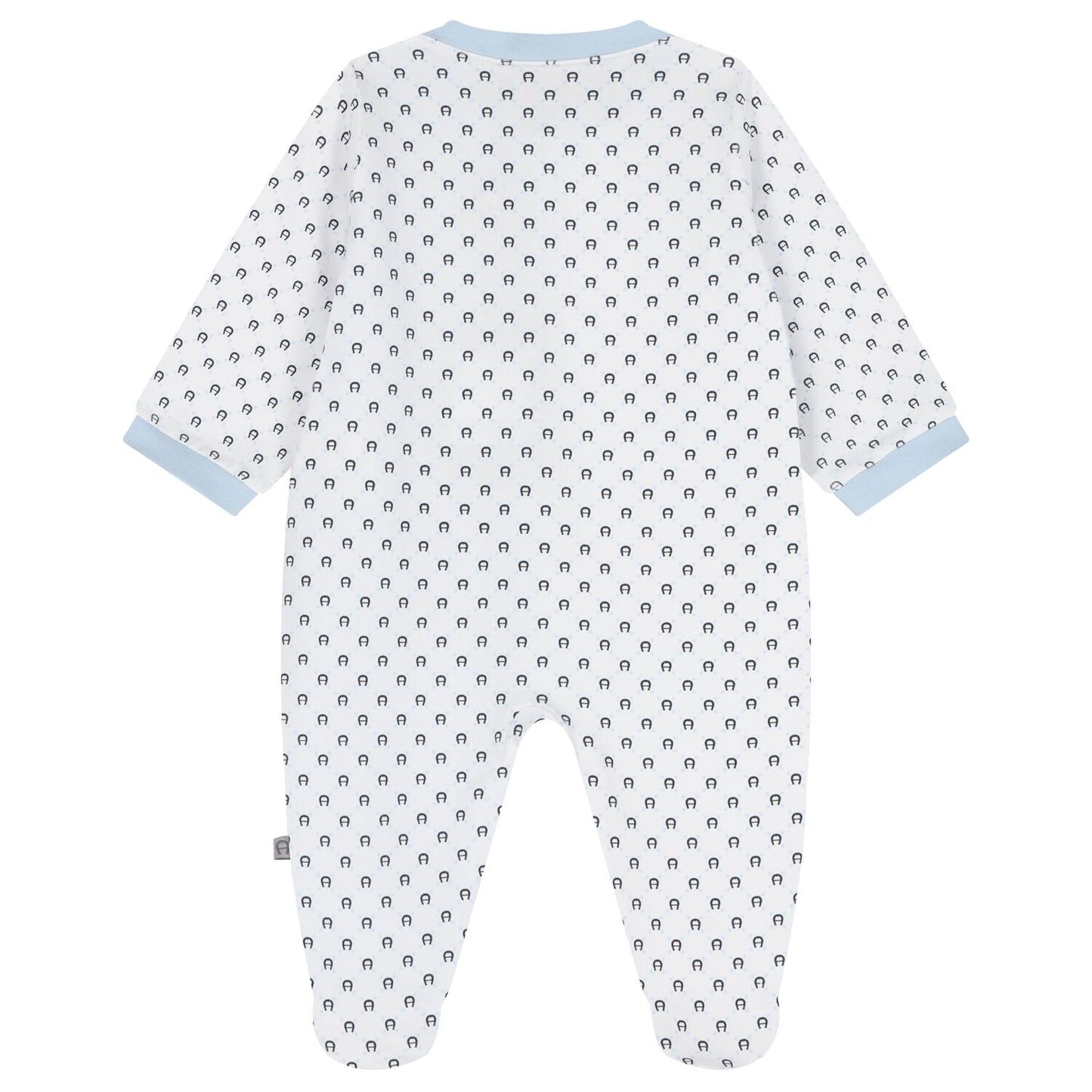 AIGNER Baby Boys White & Baby Blue Logo Babygrow