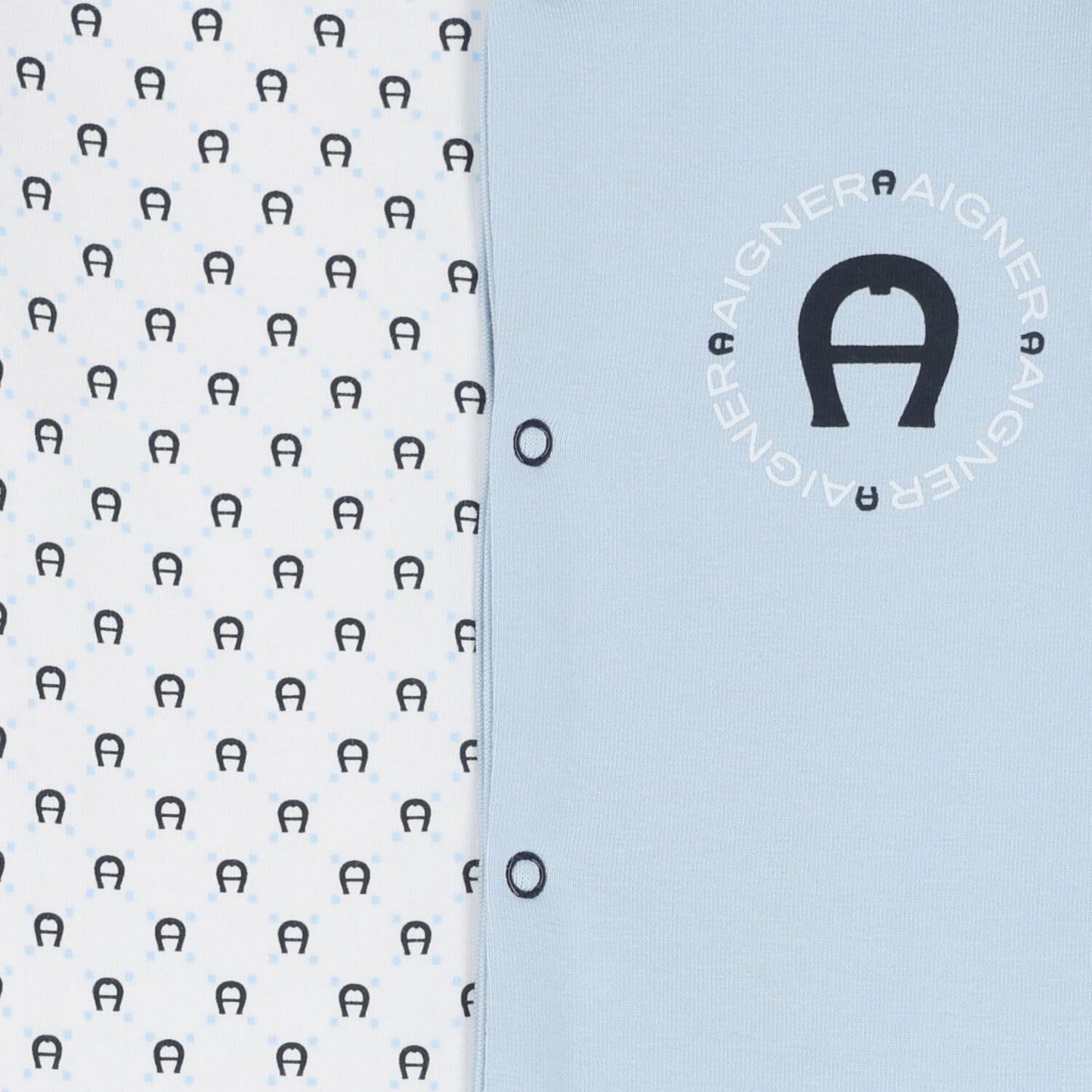 AIGNER Baby Boys White & Baby Blue Logo Babygrow