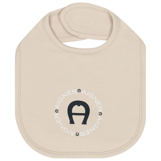 AIGNER Beige Logo Baby Bib