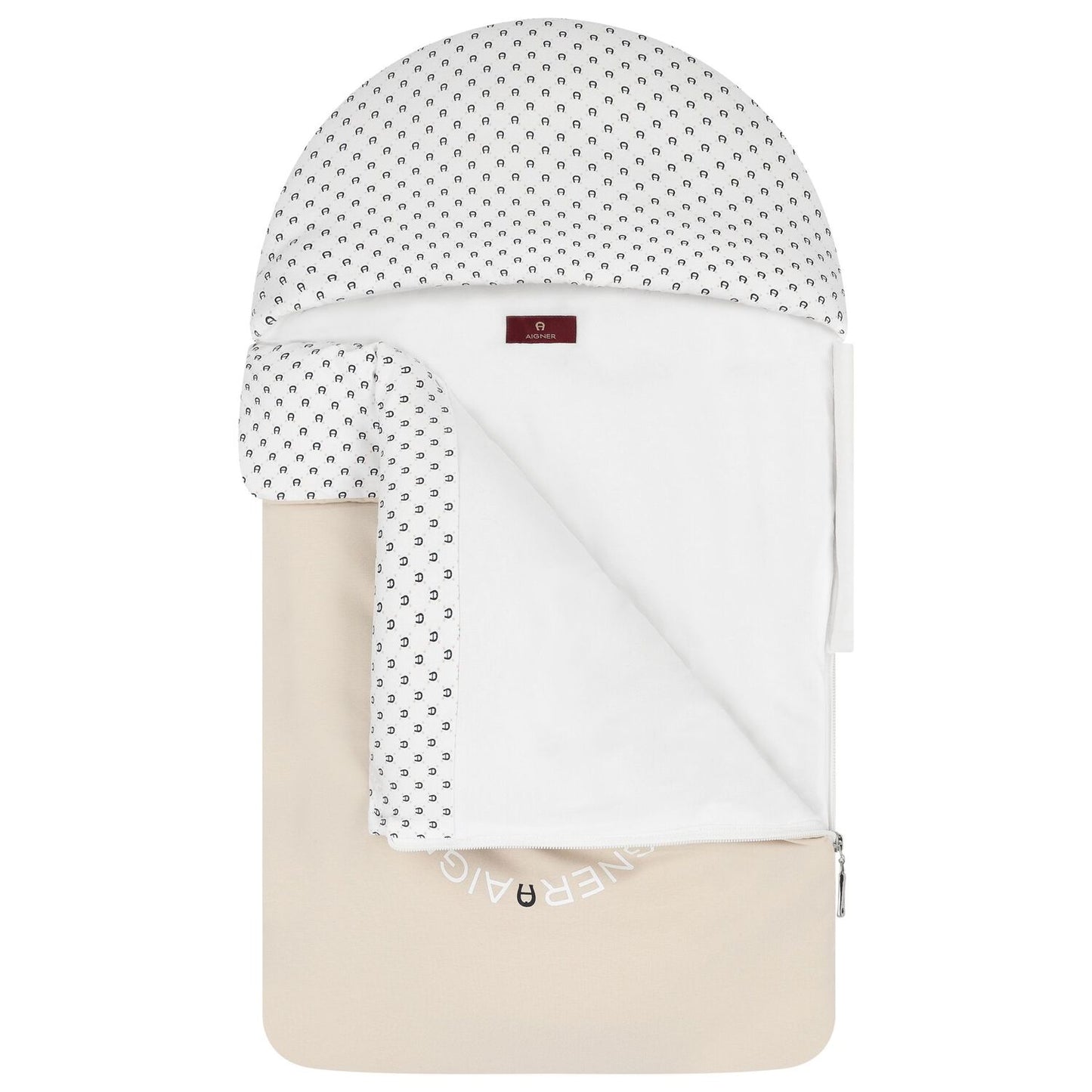 AIGNER Unisex Beige & White Logo Baby Nest
