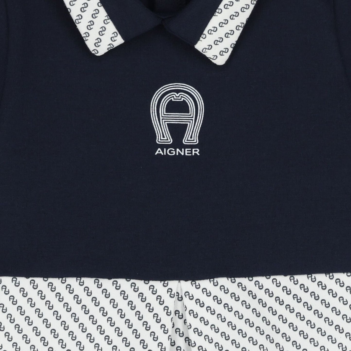 AIGNER Baby Boys Navy Blue & White Logo Romper