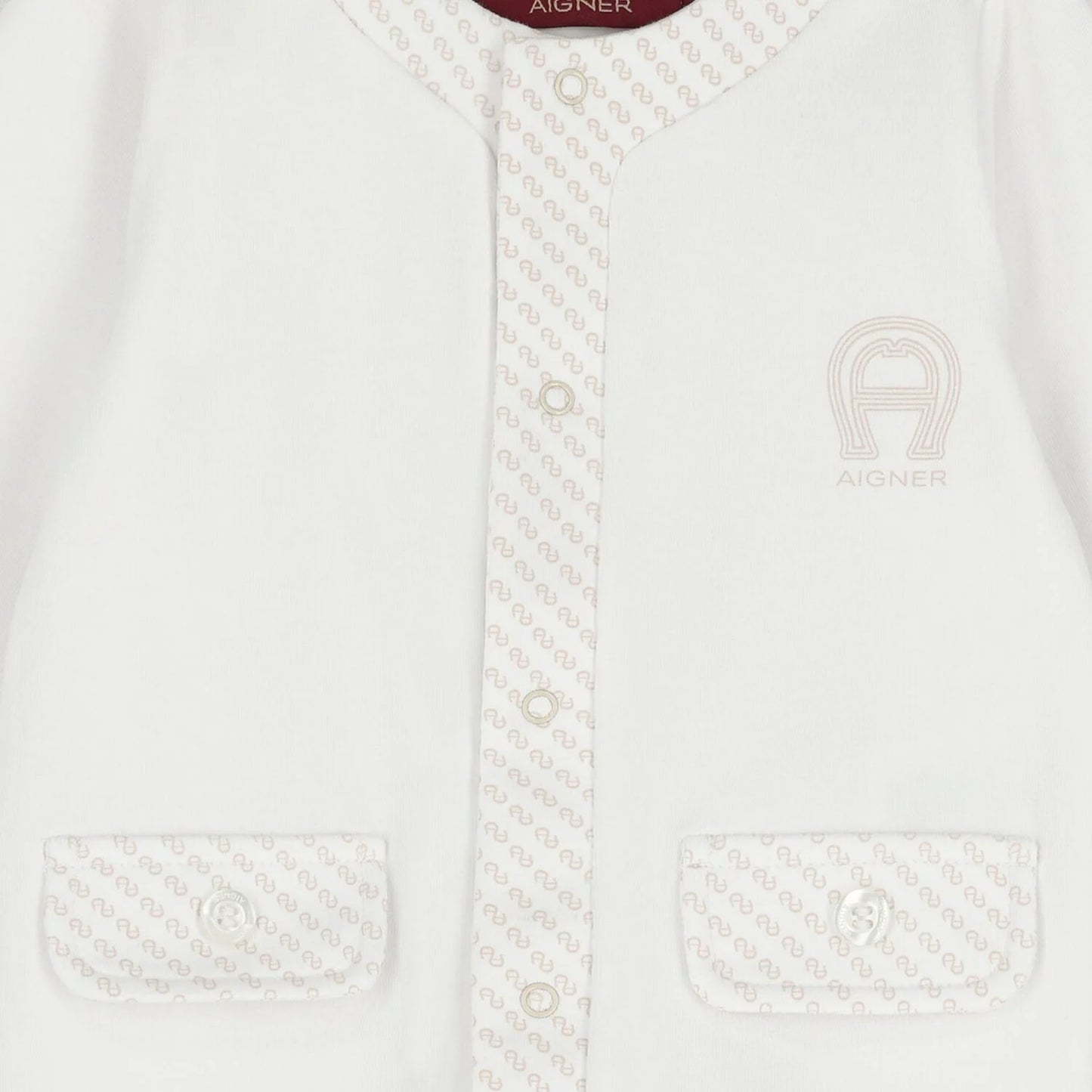 AIGNER White & Beige Logo Babygrow