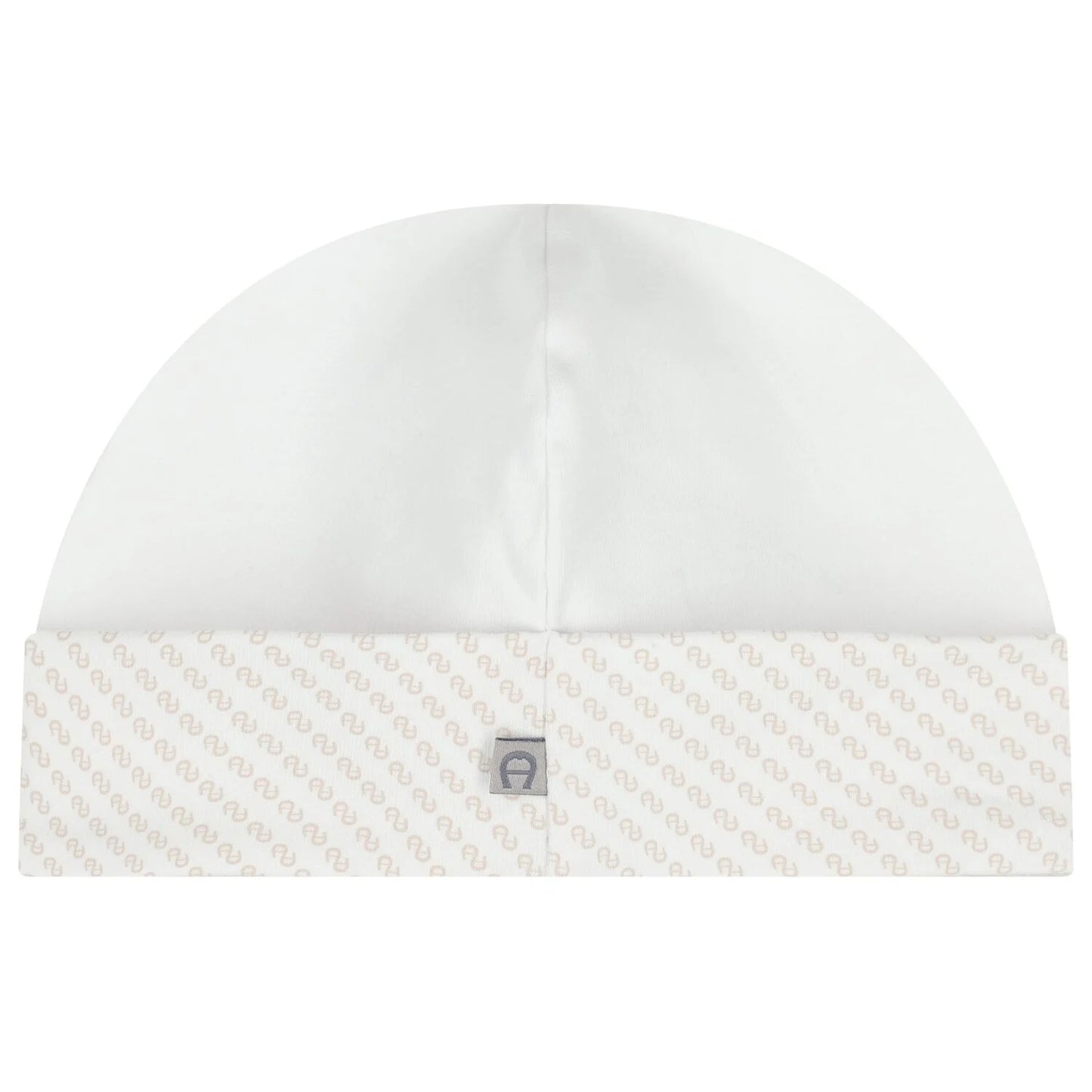 AIGNER White & Beige Logo Baby Hat