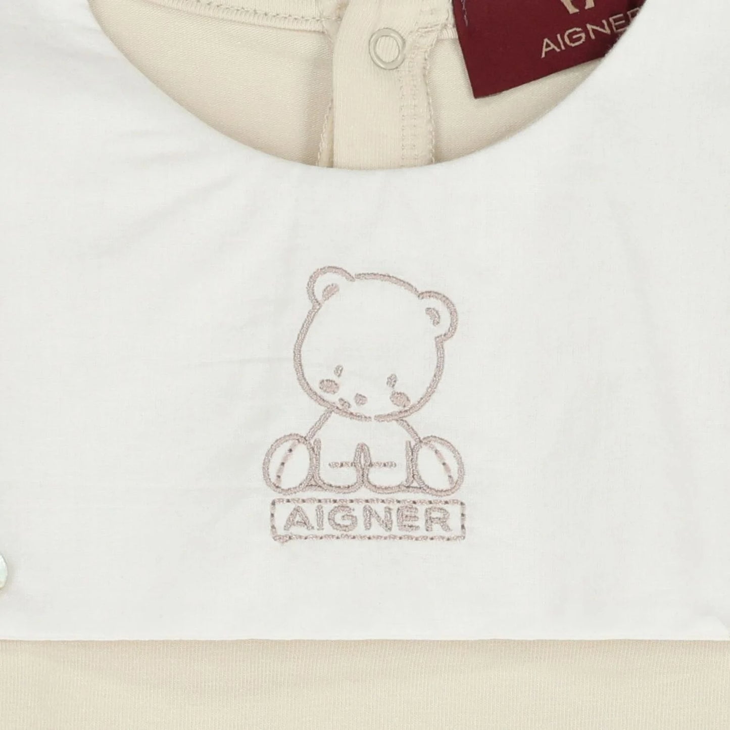 AIGNER Beige & White Teddy Bear Babygrow