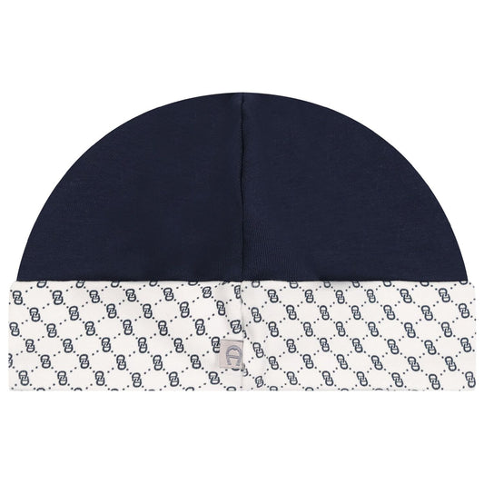 AIGNER Baby Boys Navy Blue & White Logo Hat