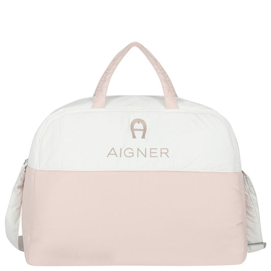 AIGNER Baby Girls White & Beige Logo Changing Bag with Mat
