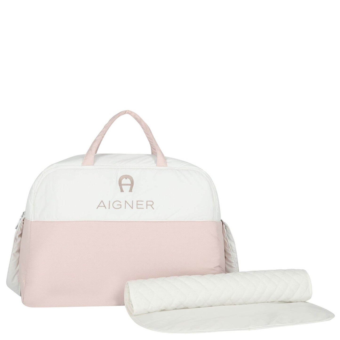 AIGNER Baby Girls White & Beige Logo Changing Bag with Mat