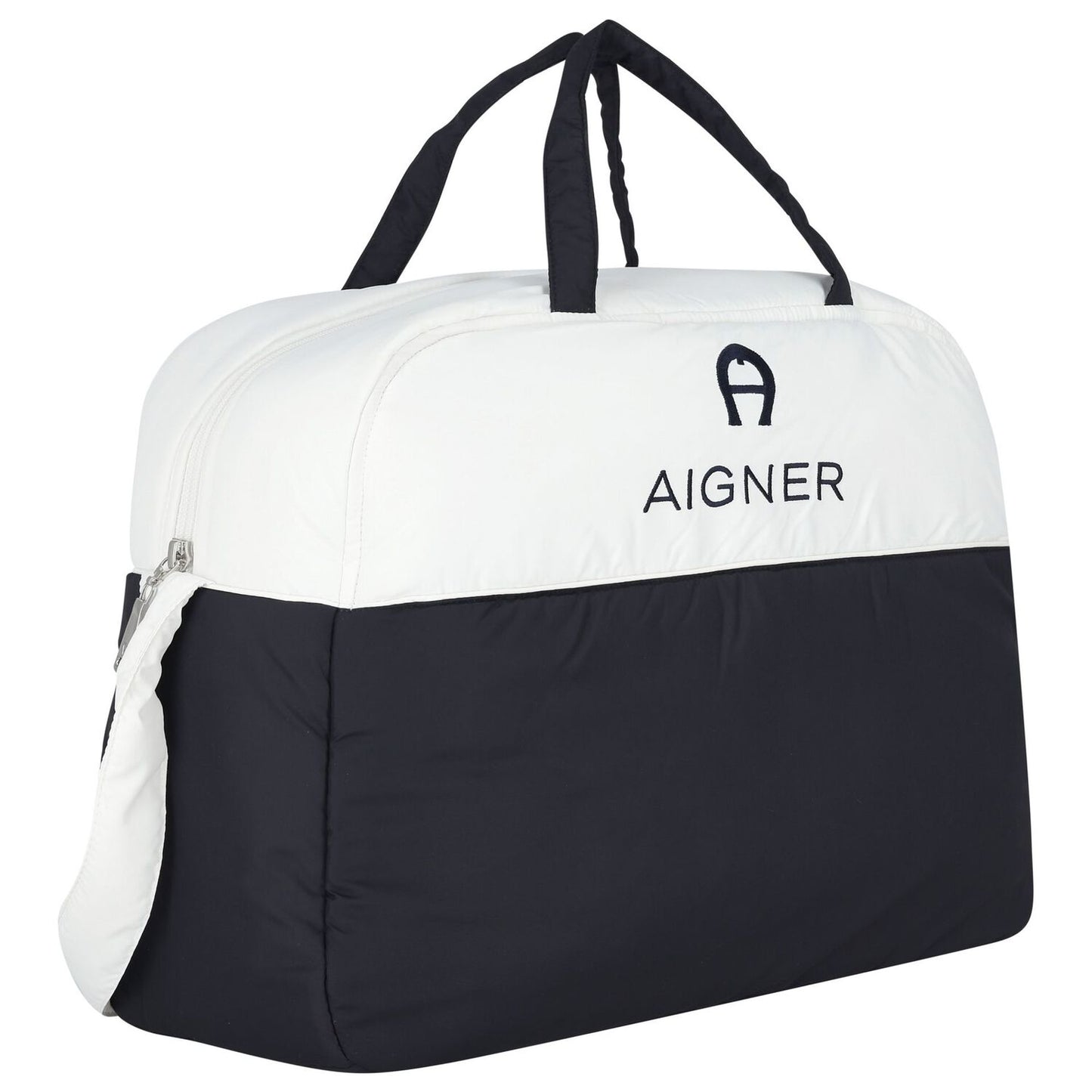 AIGNER Baby Boys White & Navy Blue Logo Changing Bag with Mat