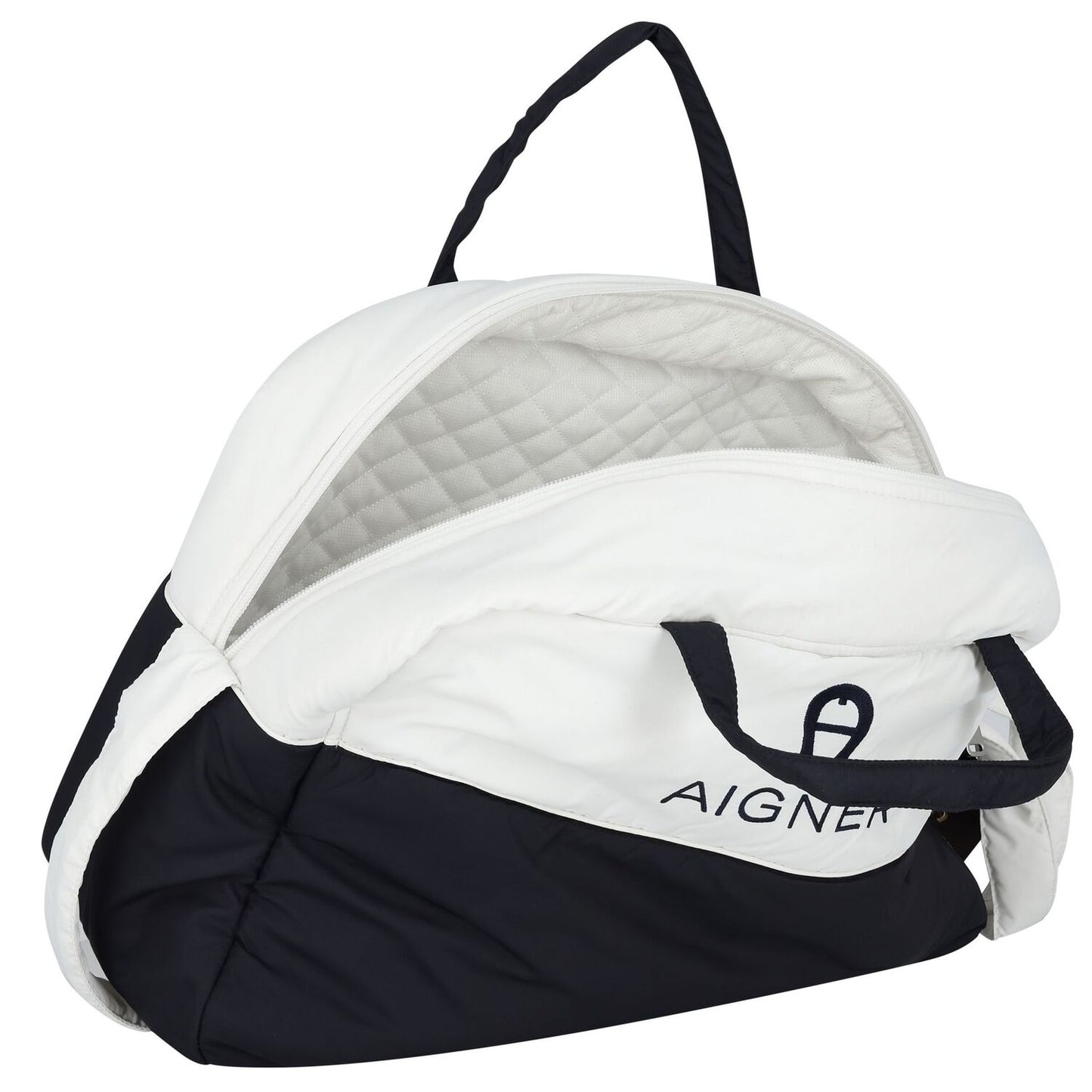 AIGNER Baby Boys White & Navy Blue Logo Changing Bag with Mat