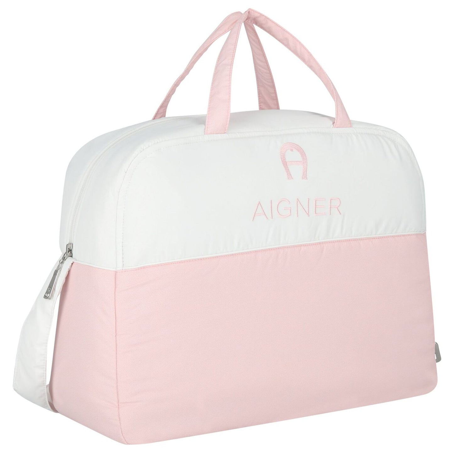 AIGNER Baby Girls White & Pink Logo Changing Bag with Mat