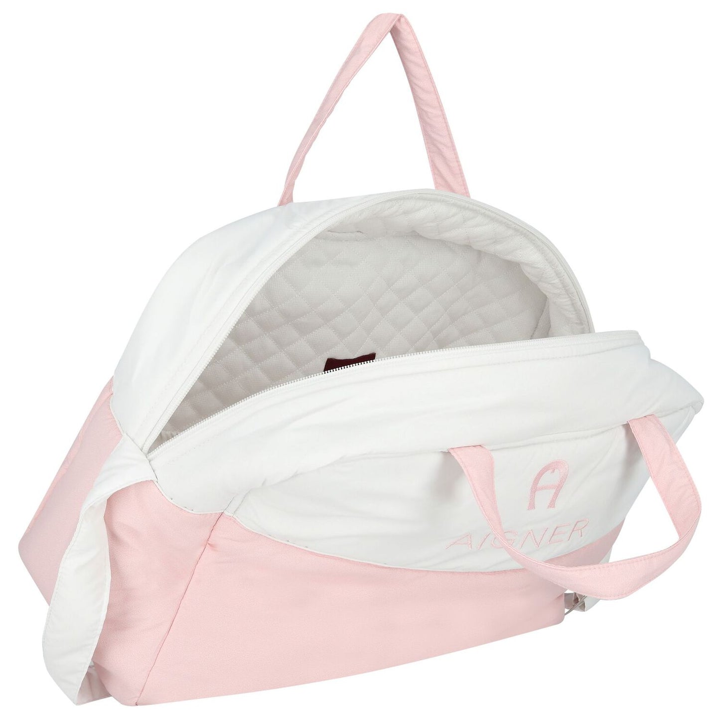 AIGNER Baby Girls White & Pink Logo Changing Bag with Mat