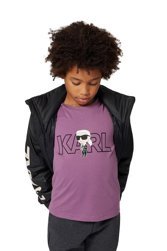 KARL LAGERFELD Z30956/932 Boys Mini Me Purple Logo T-Shirt