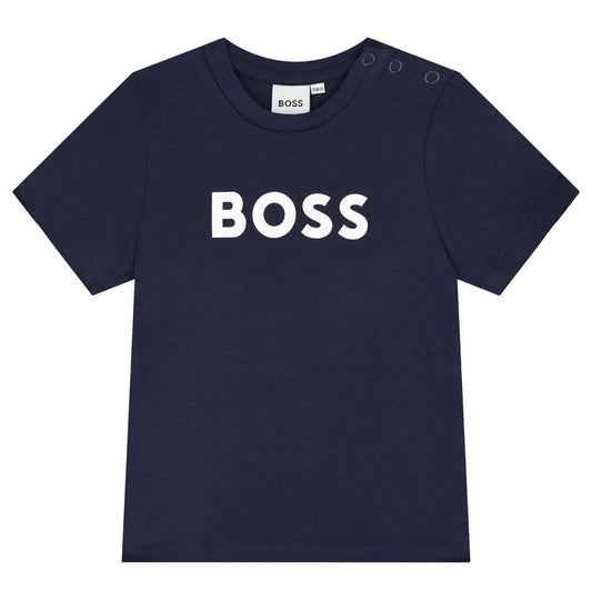 BOSS Younger Boys Navy Blue Logo T-Shirt