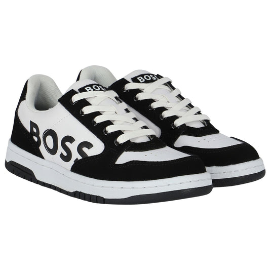 BOSS Unisex Black & White Logo Trainers