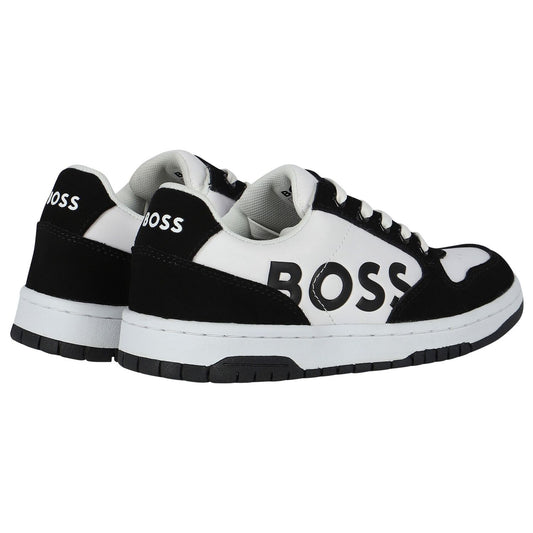 BOSS Unisex Black & White Logo Trainers