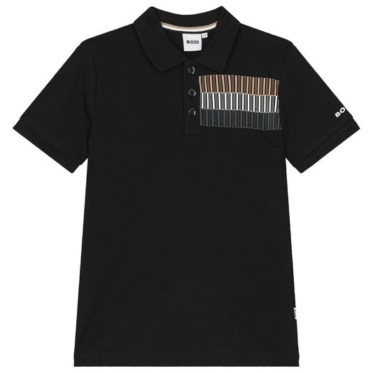 BOSS Boys Black Logo Polo Shirt