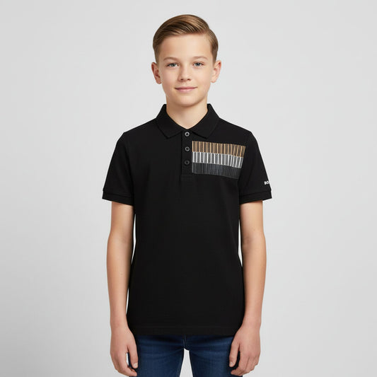 BOSS Boys Black Logo Polo Shirt