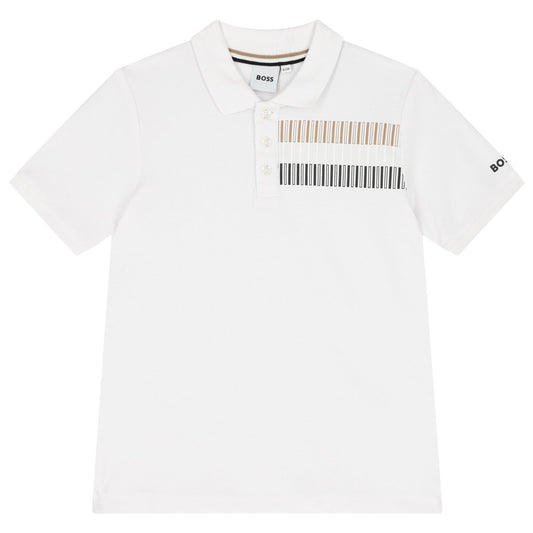BOSS Boys White Logo Polo Shirt