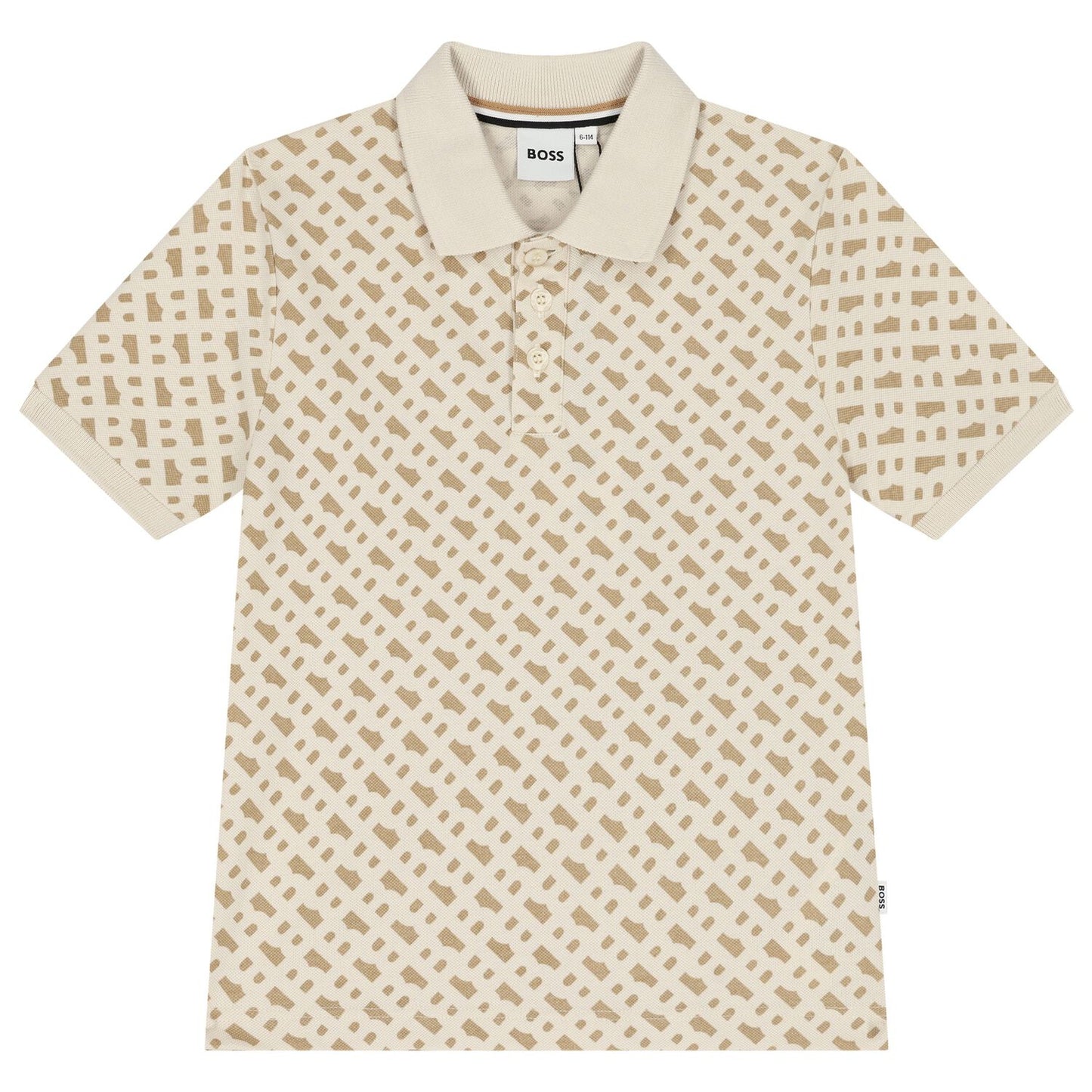 BOSS Boys Beige Logo Polo Shirt