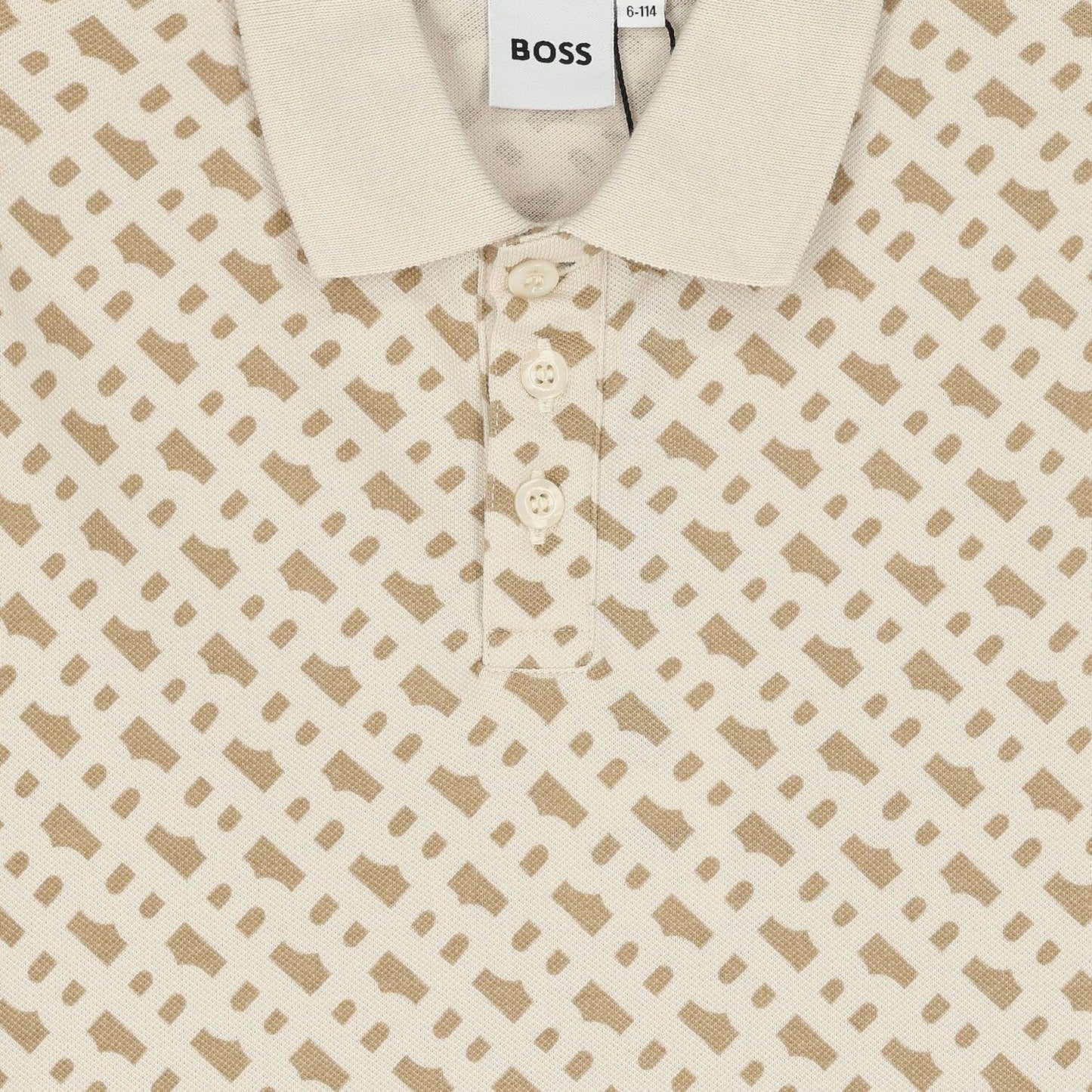 BOSS Boys Beige Logo Polo Shirt