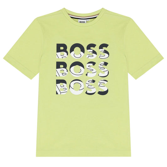 BOSS Boys Lime Logo T-Shirt