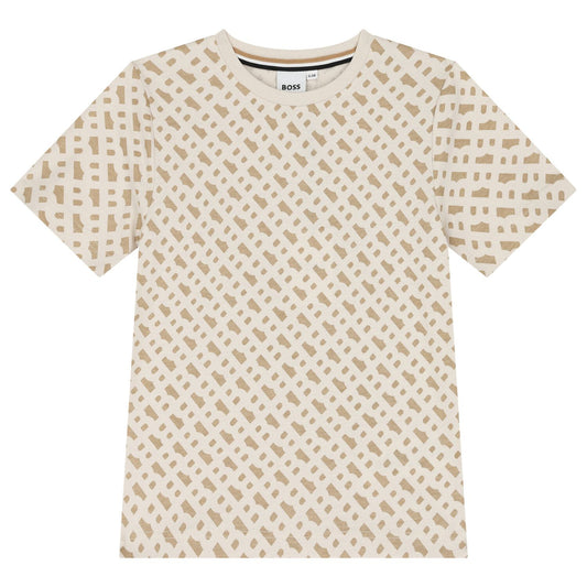 BOSS Boys Beige Logo T-Shirt