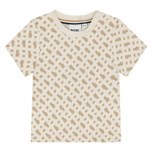 BOSS Younger Boys Beige Logo T-Shirt