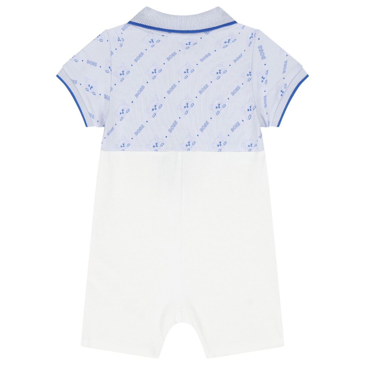 BOSS Baby Boys Blue & White Logo Romper