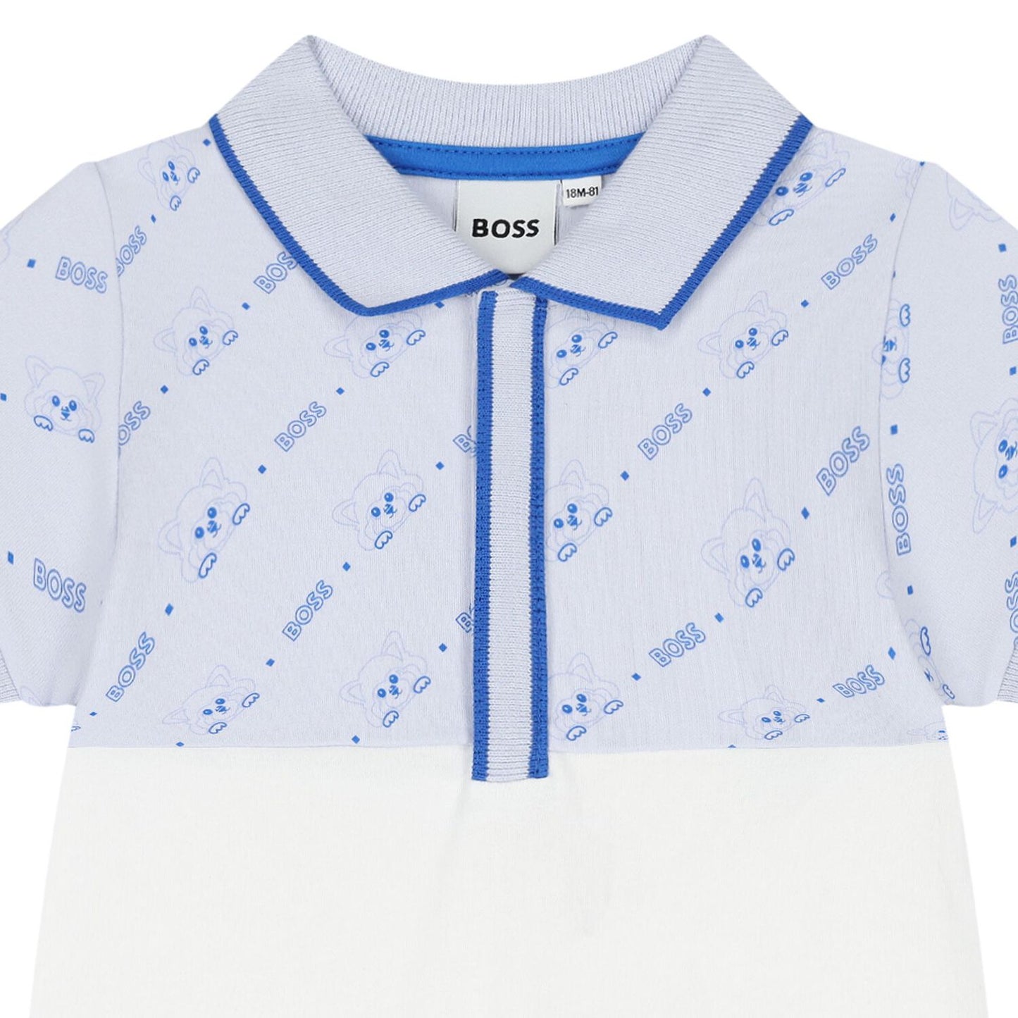 BOSS Baby Boys Blue & White Logo Romper