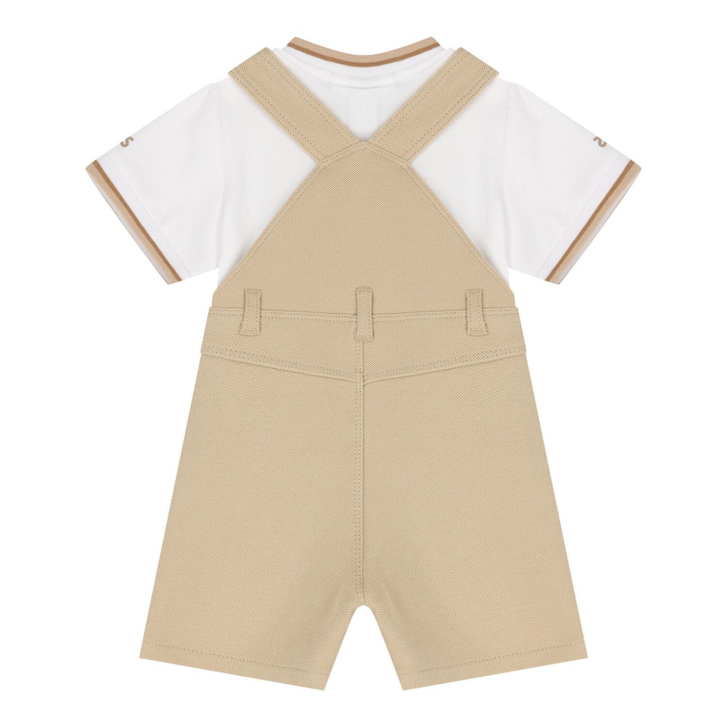 BOSS Baby Boys Beige & White Logo Dungaree Set