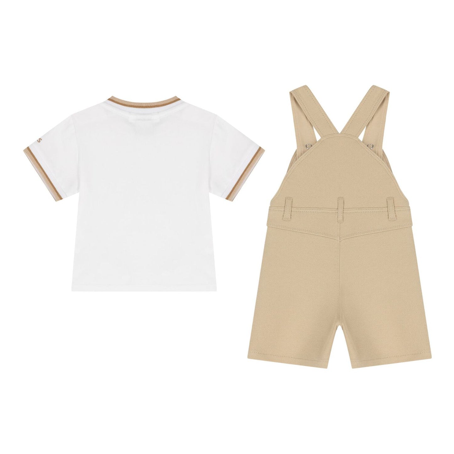 BOSS Baby Boys Beige & White Logo Dungaree Set