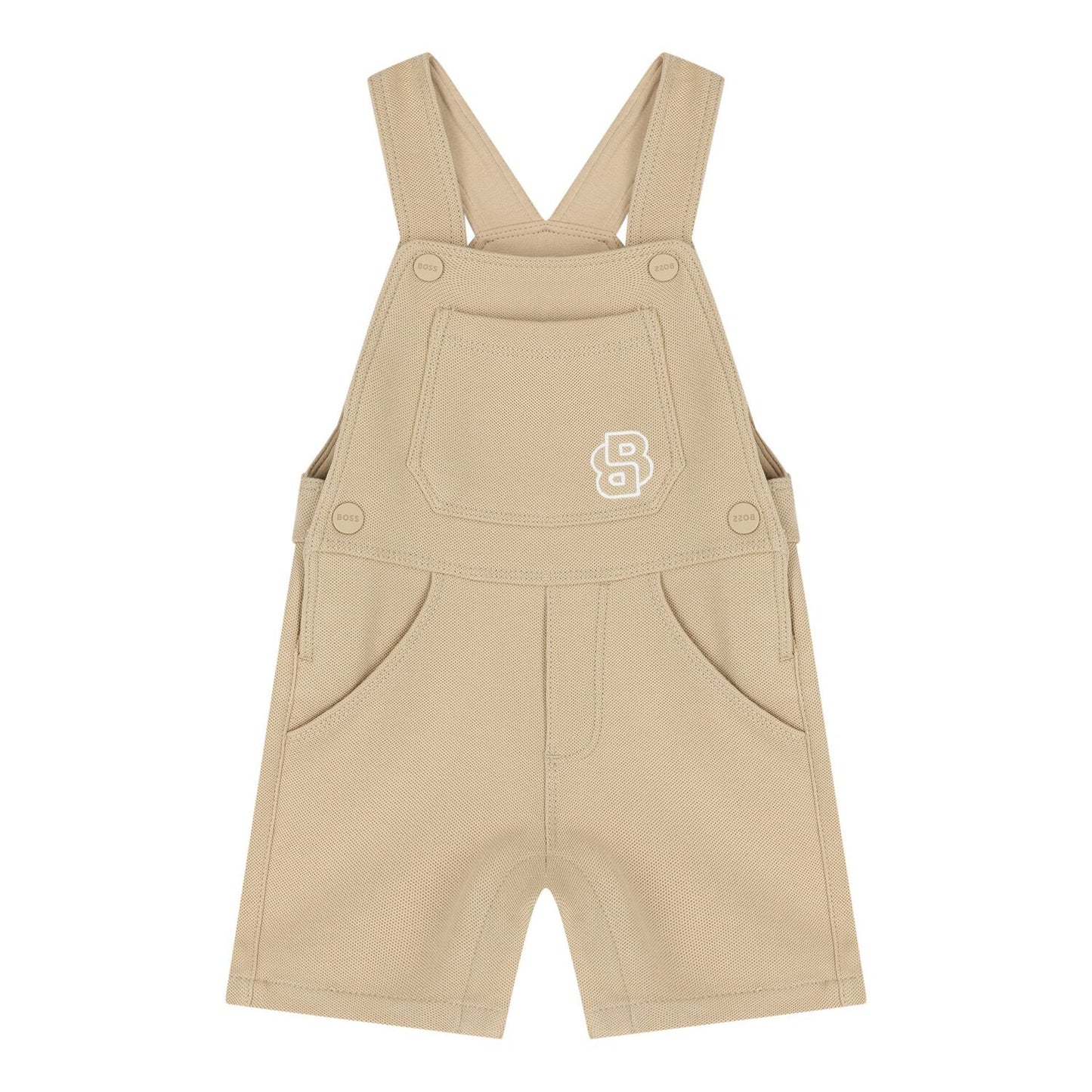 BOSS Baby Boys Beige & White Logo Dungaree Set