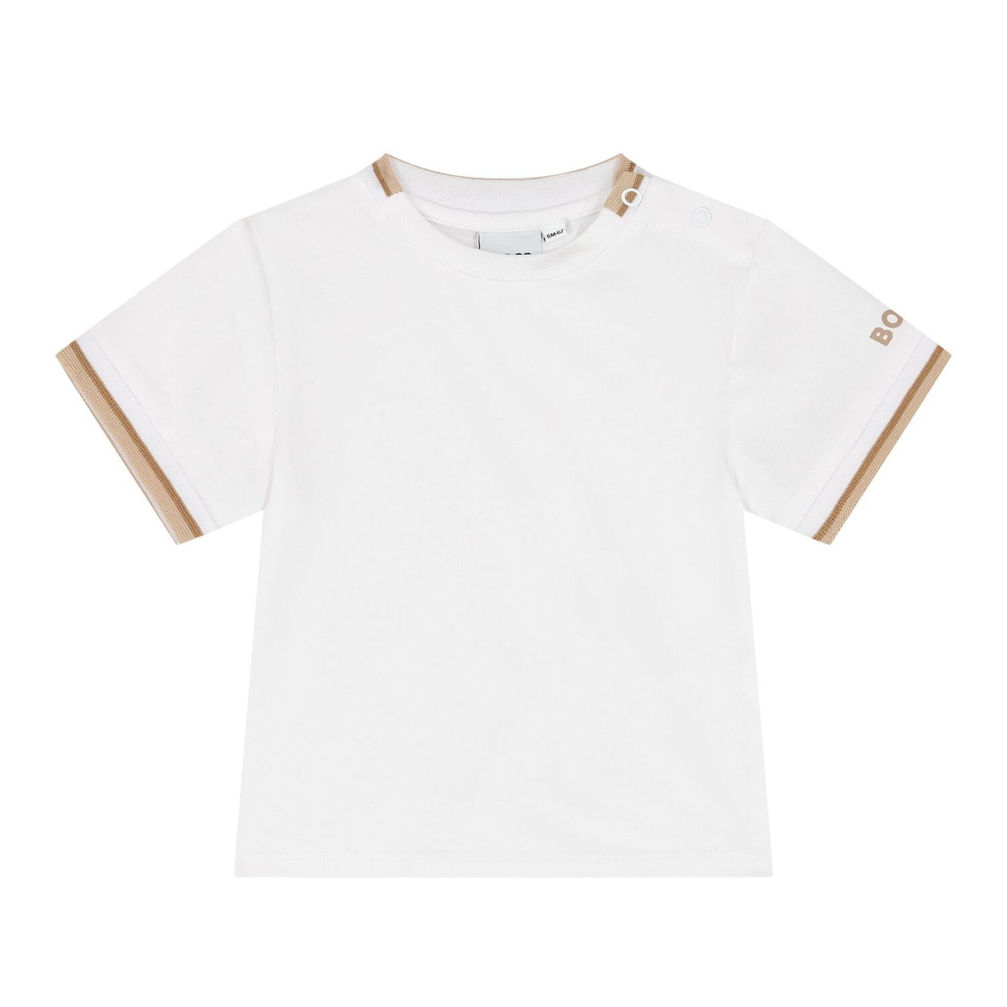 BOSS Baby Boys Beige & White Logo Dungaree Set