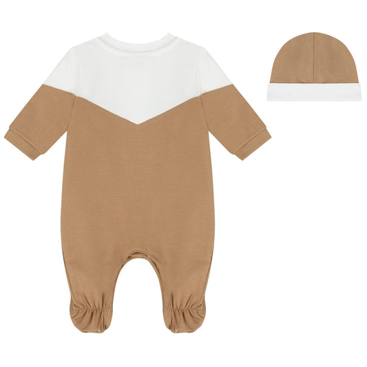 BOSS Baby Boys White & Beige Logo Babygrow Gift Set