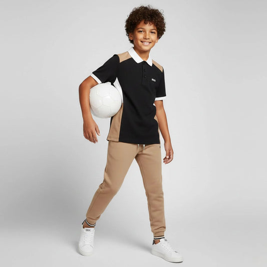 BOSS J52335/09B Boys Black Logo Polo Shirt