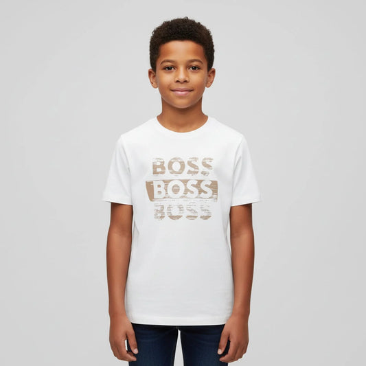 BOSS J52366/10P Boys White Logo T-Shirt