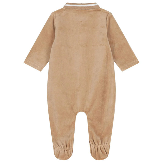 BOSS Baby Boys Beige & White Logo Babygrow