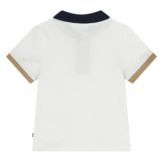 BOSS Younger Boys White Logo Polo Shirt