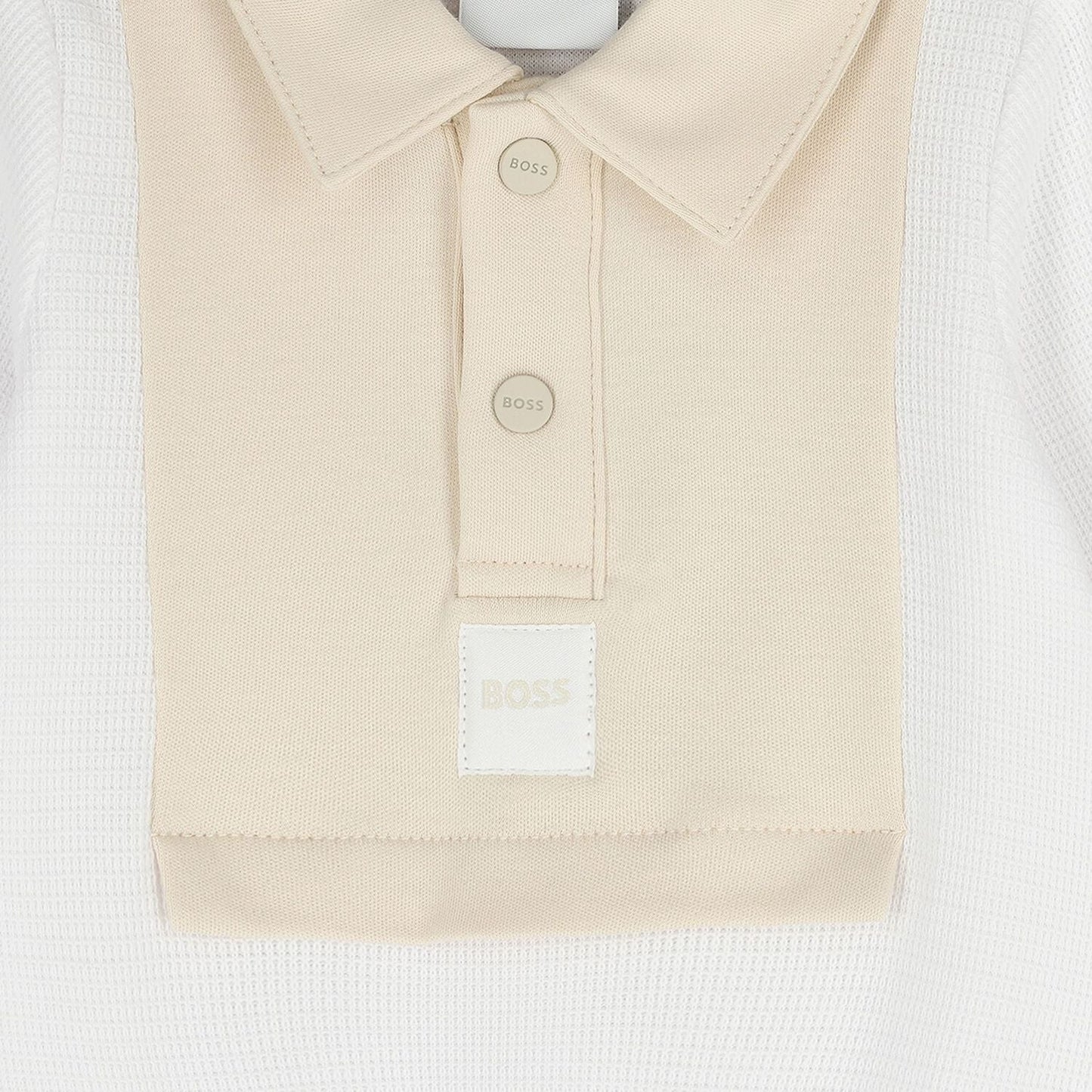 BOSS Baby Boys White & Beige Logo Babygrow