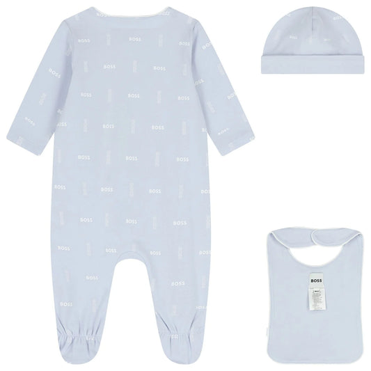 BOSS Baby Boys Baby Blue Logo Babygrow Gift Set